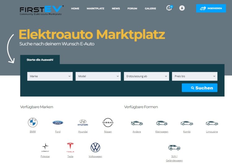 FirstEV: Einzigartiger Online-Marktplatz für Elektroautos